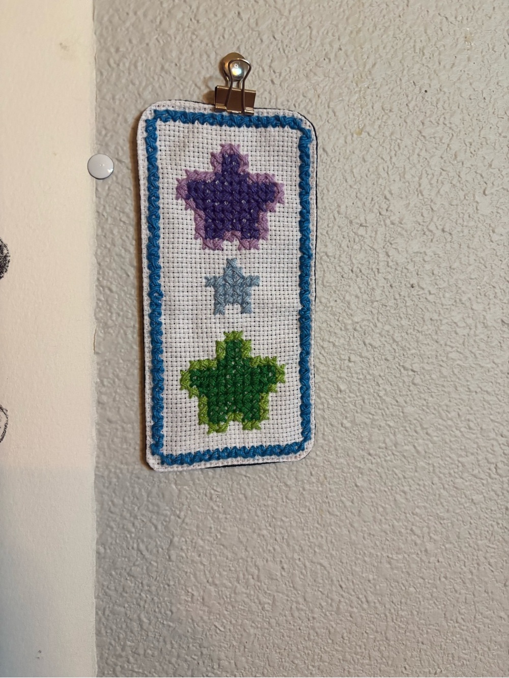 Handmade Cross Stitch Stars Bookmark